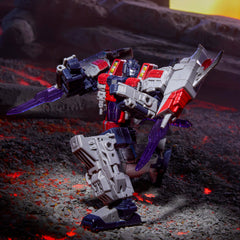 Transformers Legacy Starscream jet-wing attachments provide mode-compatible play.