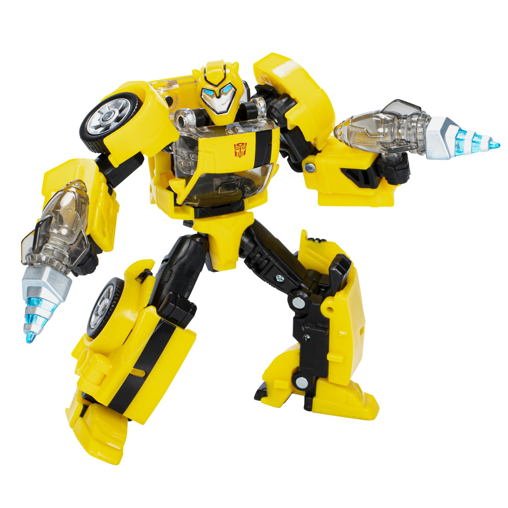 Transformers Legacy United Bumblebee robot mode figure, poseable for action poses.