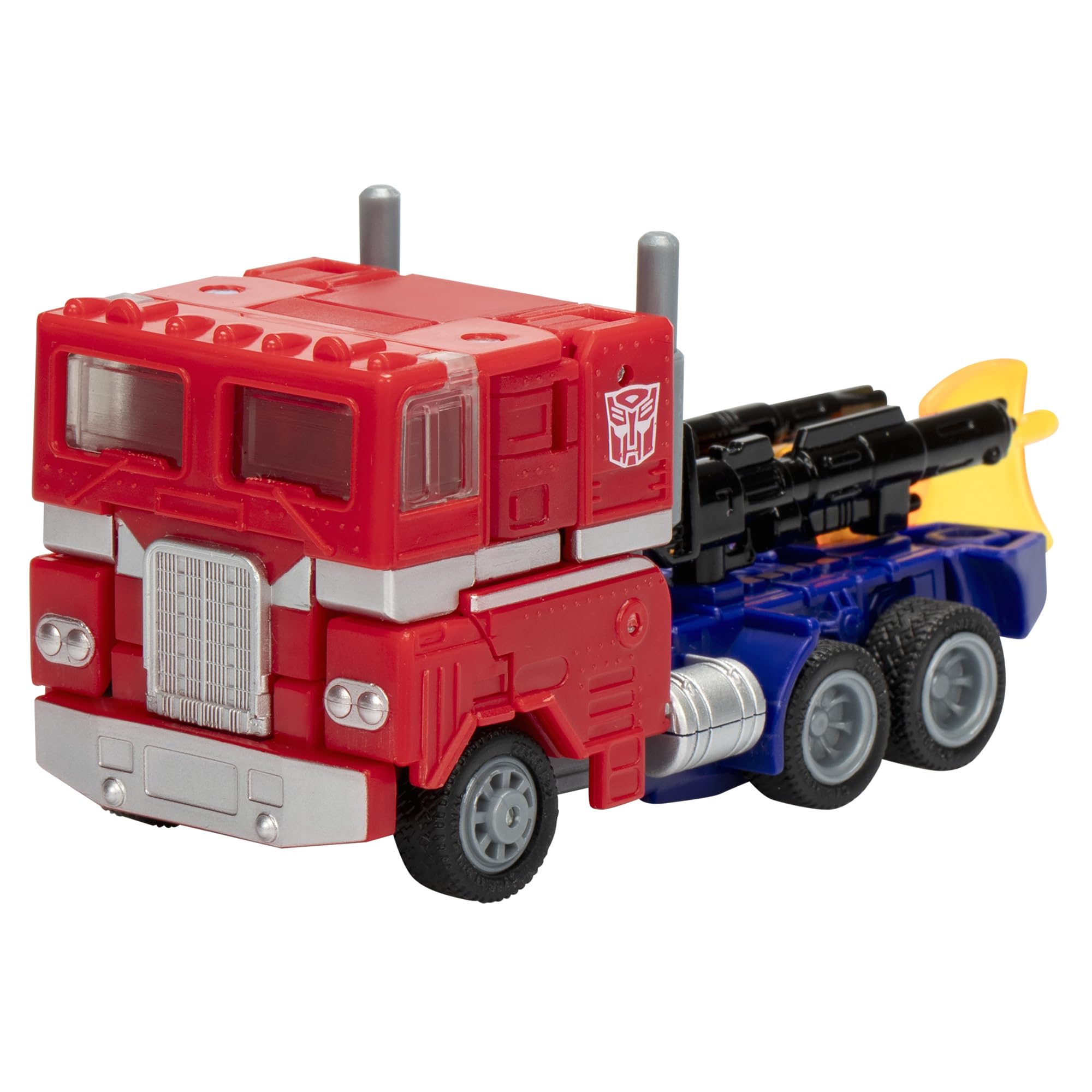 Optimus Prime truck mode with detailed cab for realistic vehicle play.