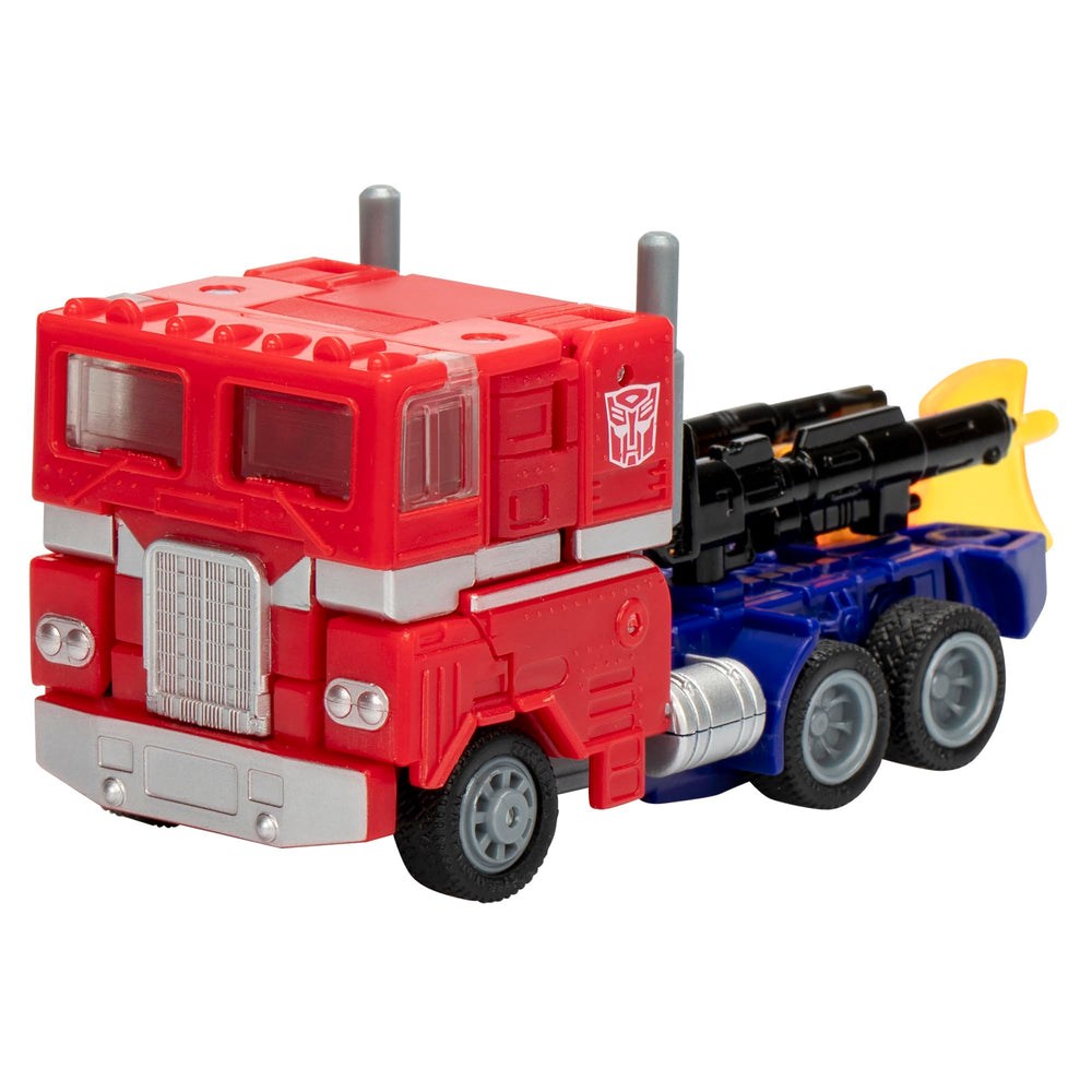Optimus Prime truck mode with detailed cab for realistic vehicle play.