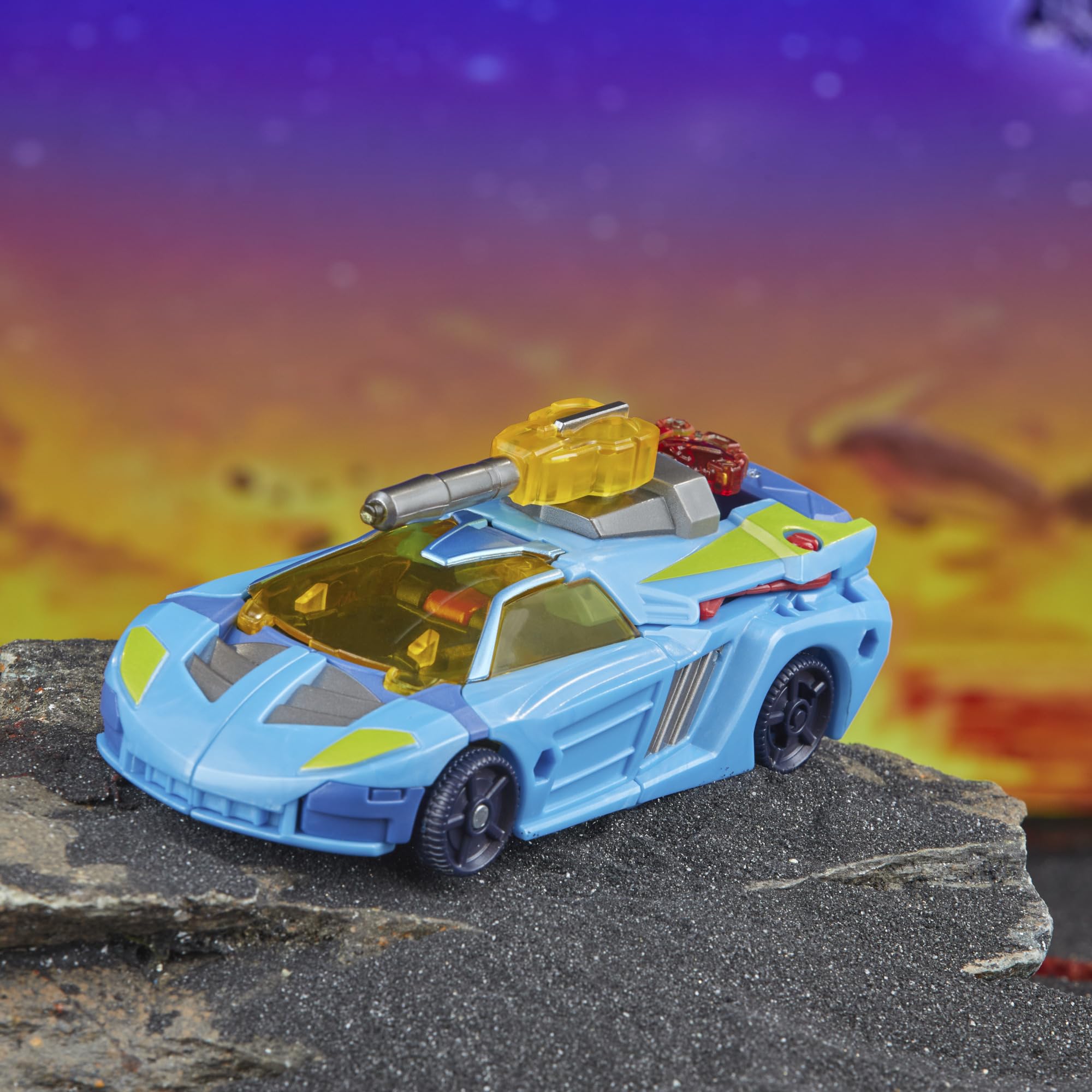 Collectible Transformers Hot Shot in dynamic pose within Legacy United.