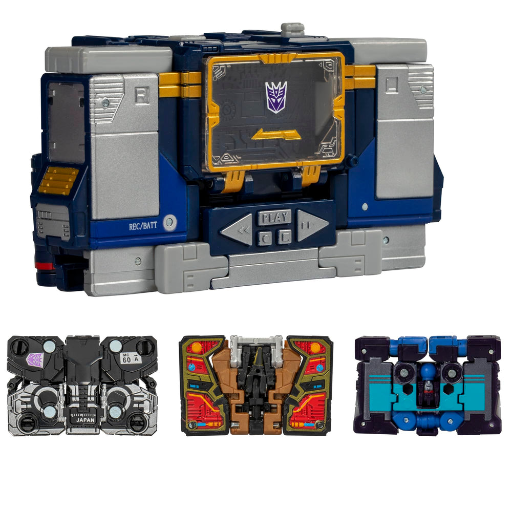 Soundwave with Buzzsaw cassette offers authentic detail for display.