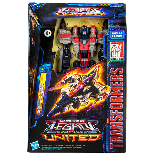 Transformers Legacy United Starscream jet mode with Vertex blades for dynamic aerial display.