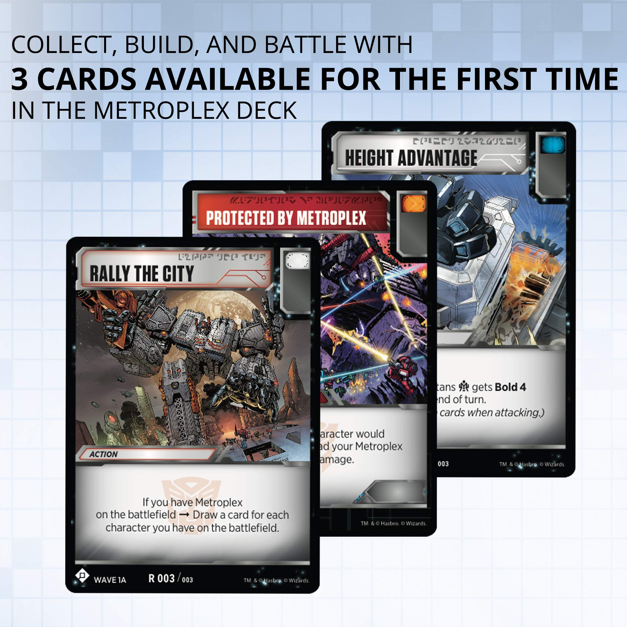 Transformers Metroplex deck image shows 40 battle cards for varied tactics.