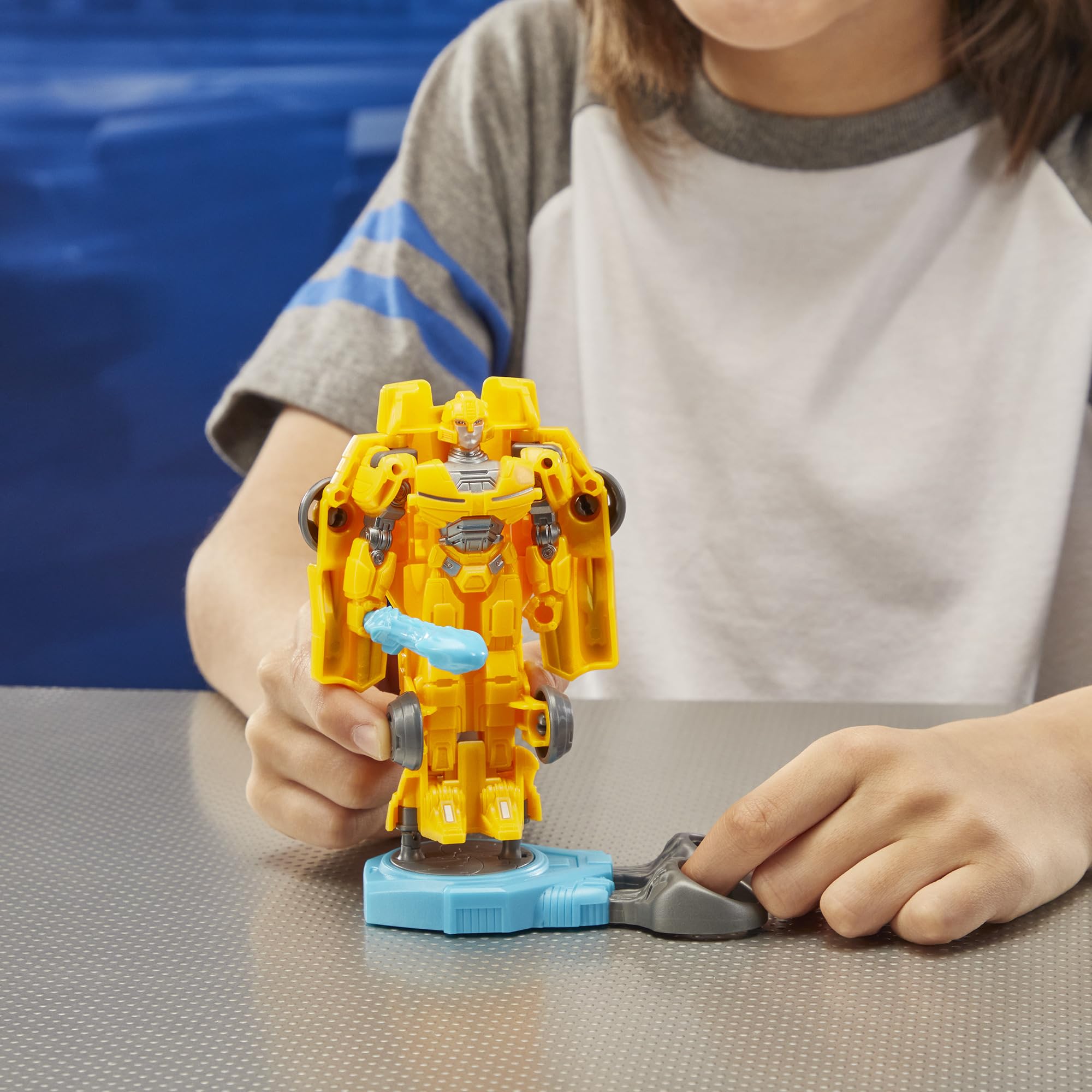 Four-and-a-half-inch-scale Bumblebee figure ideal for kid-friendly handling.