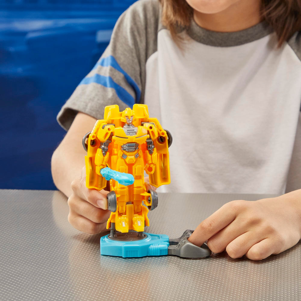 Four-and-a-half-inch-scale Bumblebee figure ideal for kid-friendly handling.