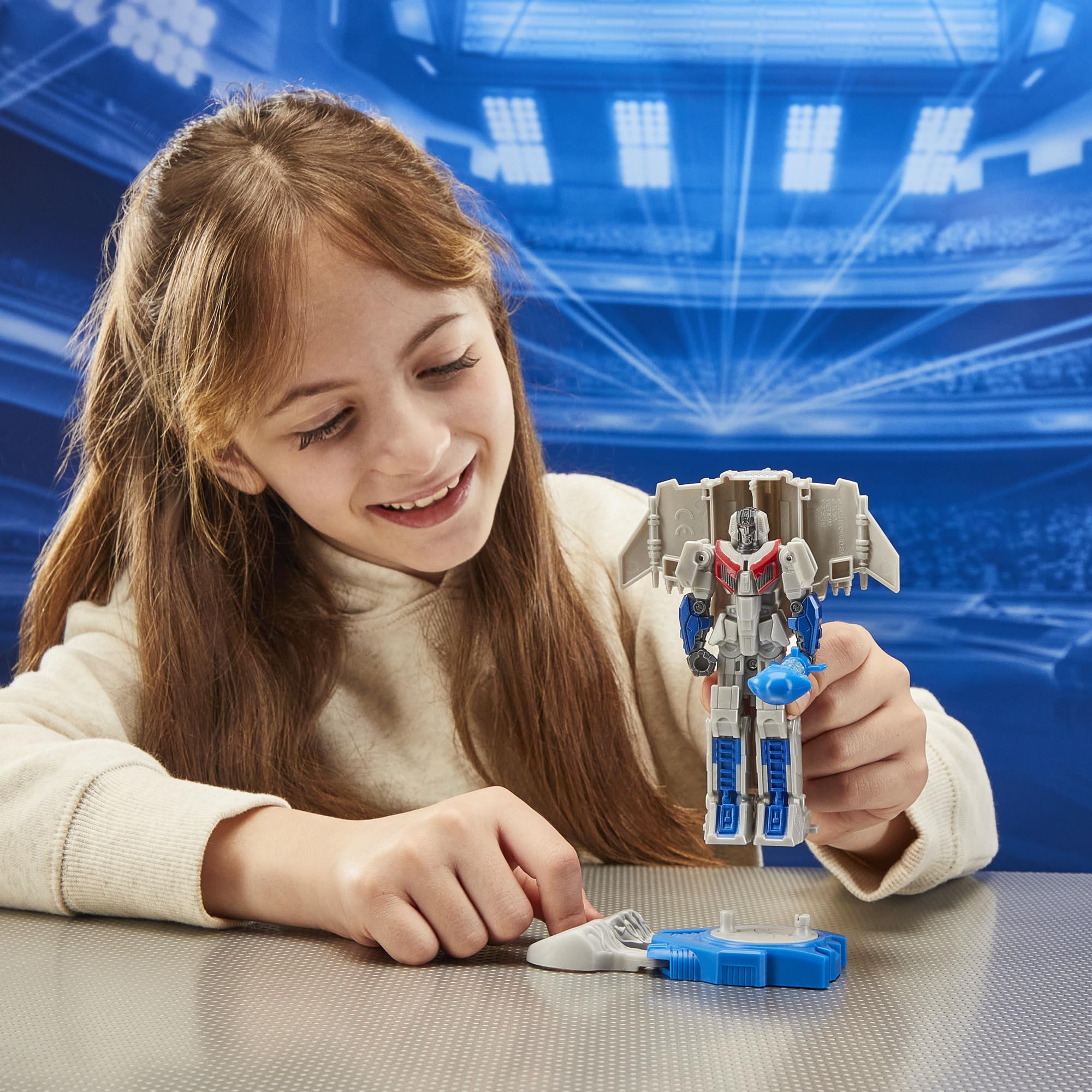 Transformers One Energon Power Sword attaches in robot mode for dramatic battles.