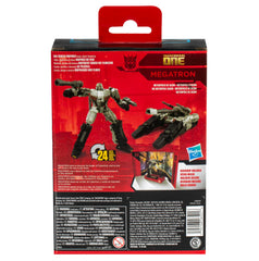 Transformers Megatron removable backdrop shows Metropolis of Iacon scene for display.