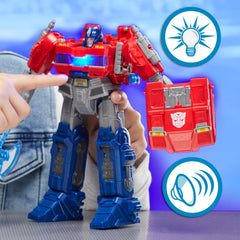 Transformers One Power Flip battle armor engages automatically during transformation.