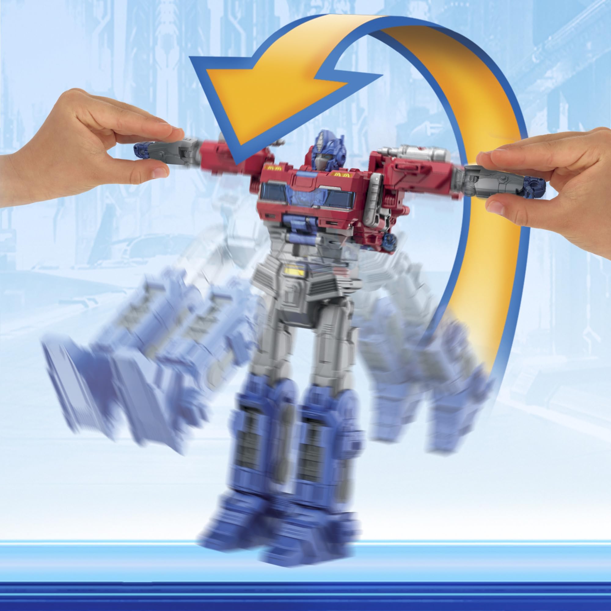 Transformers One Power Flip Ultimate Optimus Prime mode with dramatic height.