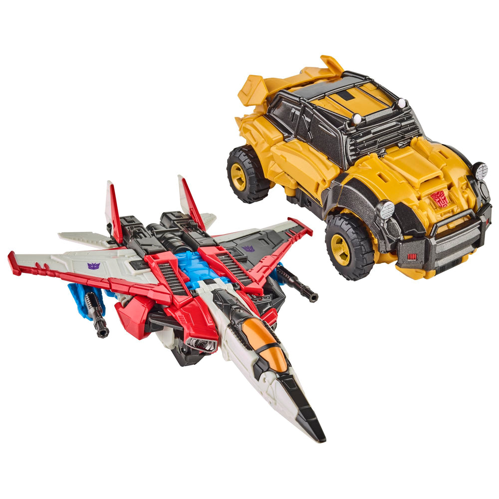 Transformers Reactivate Starscream battle-damage deco with metallic finish for display