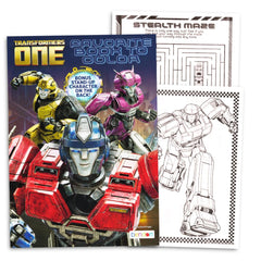 Transformers Rescue Bots coloring and activity books open showing games and mazes for kids
