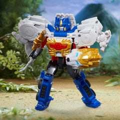 Transformers Lionblade armor mode attached to Optimus Prime for enhanced defense