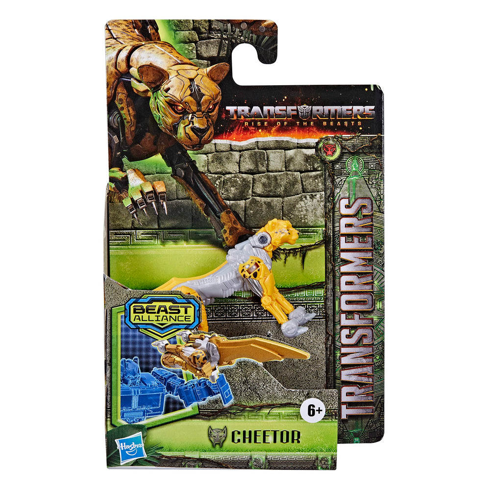 Transformers Rise of the Beasts Cheetor weapon mode, versatile battle-ready pose.