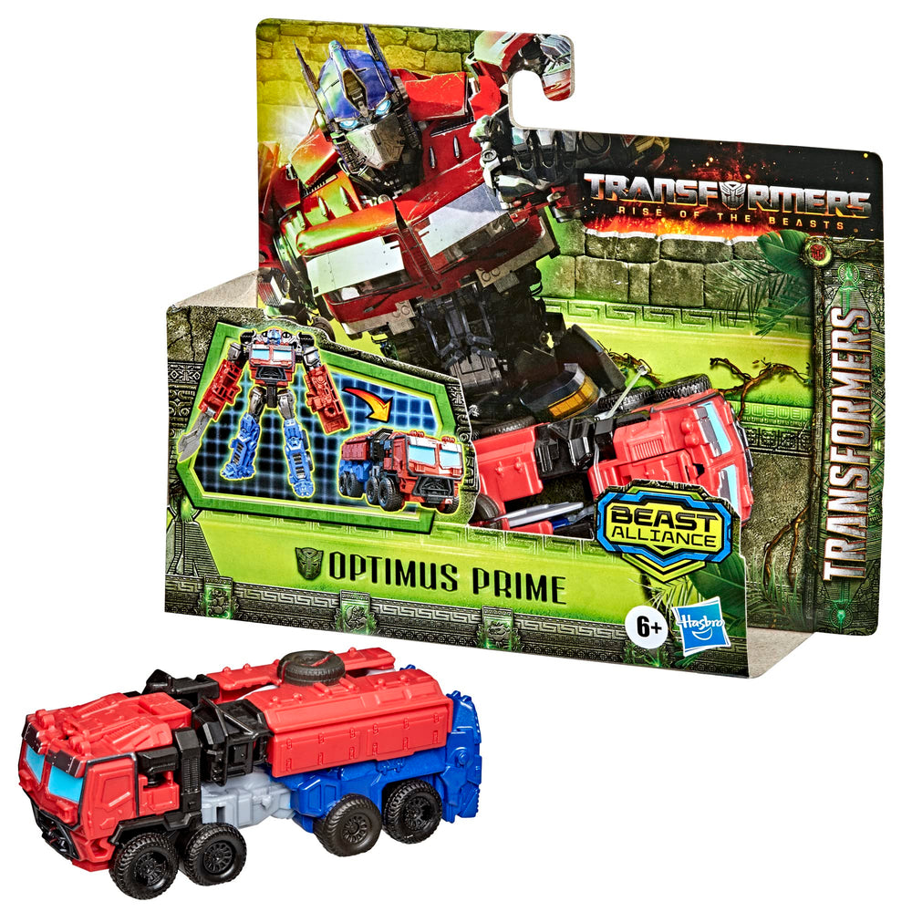 Transformers Rise of the Beasts Optimus Prime alt-mode truck for action-packed adventures.