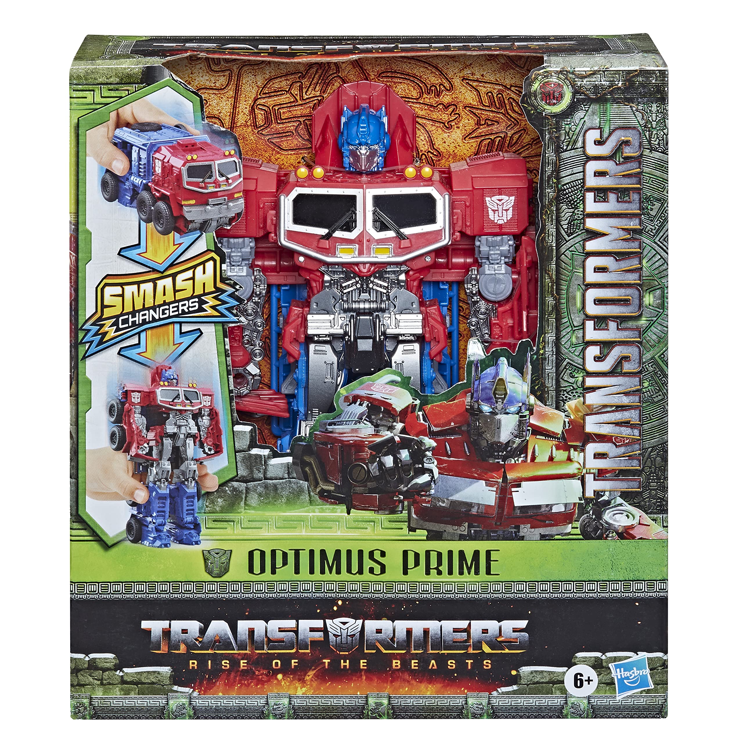Transformers Rise of the Beasts Optimus Prime robot mode after a dramatic transformation.