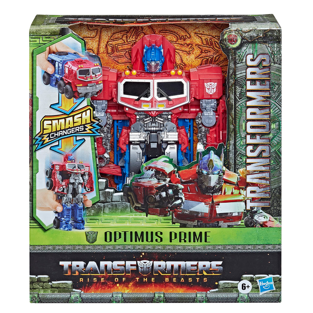 Transformers Rise of the Beasts Optimus Prime robot mode after a dramatic transformation.