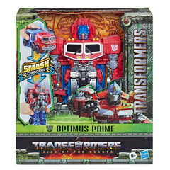 Transformers Rise of the Beasts Optimus Prime robot mode after a dramatic transformation.