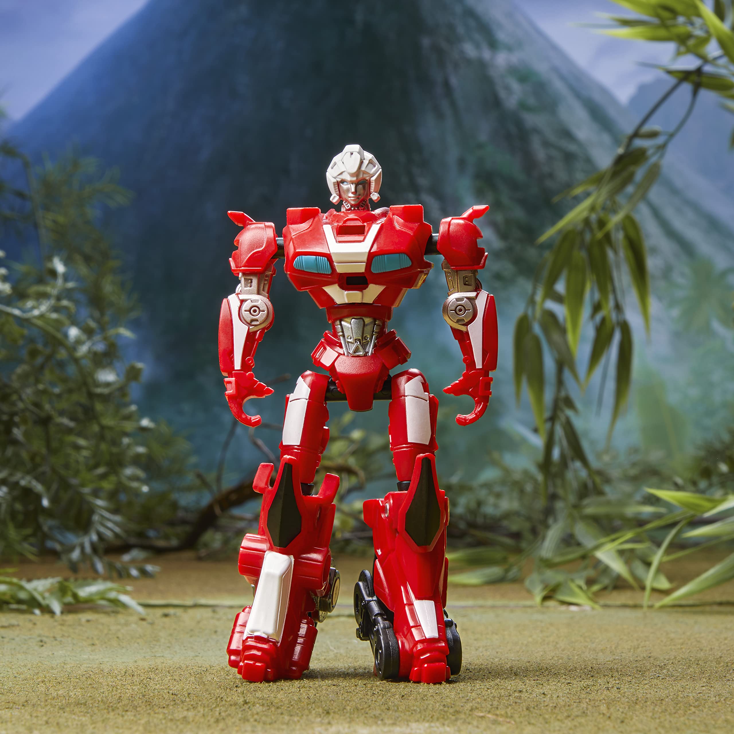 Transformers Silverfang wolf-to-armor mode shown for armor-ready display.