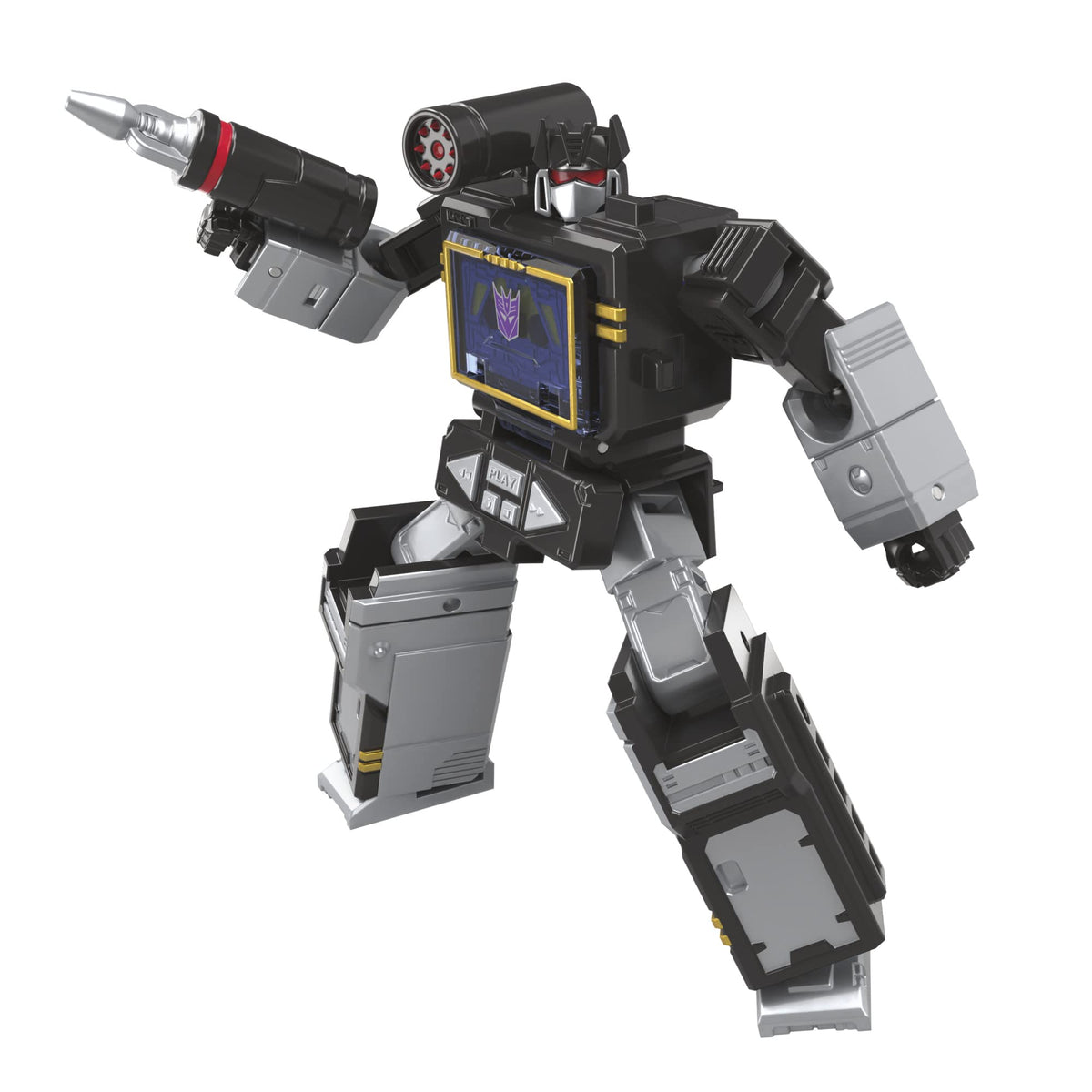 Transformers Soundblaster in robot mode ready for action.