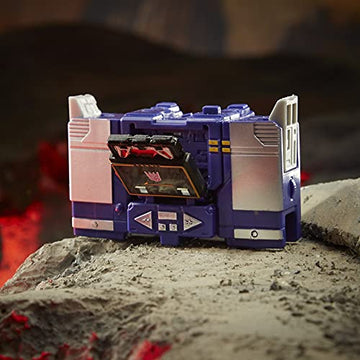 Transformers Soundwave alongside Autobots/Decepticons in an epic battle scene.