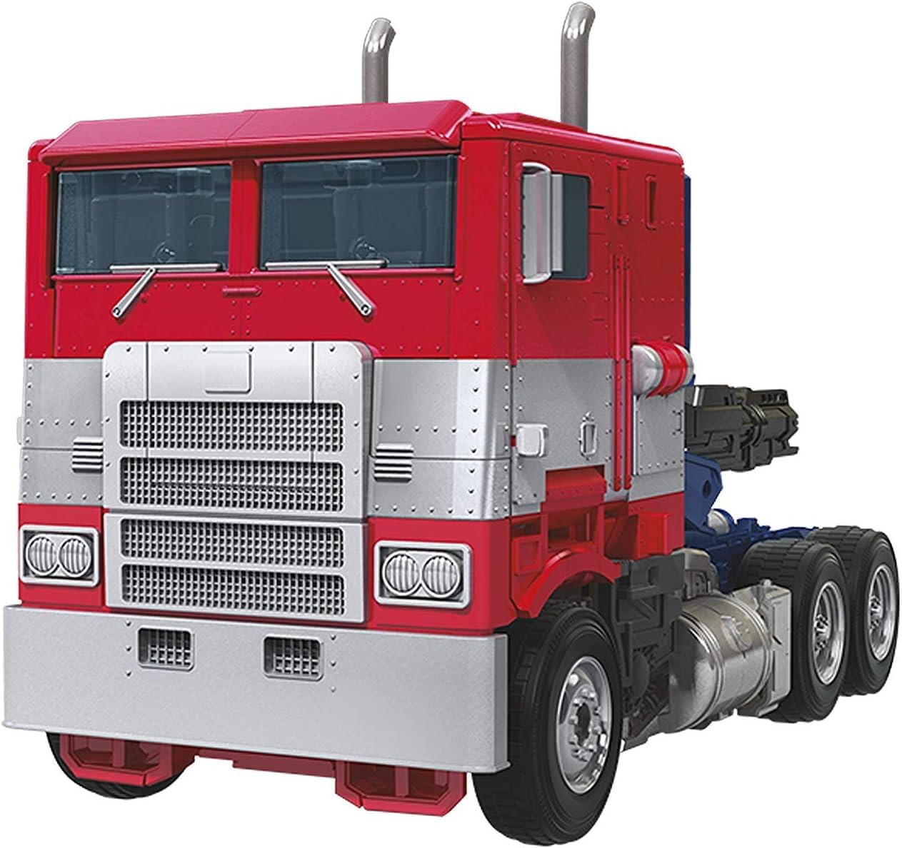 Optimus Prime in truck mode with authentic movie detailing for display and play.