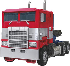 Optimus Prime in truck mode with authentic movie detailing for display and play.