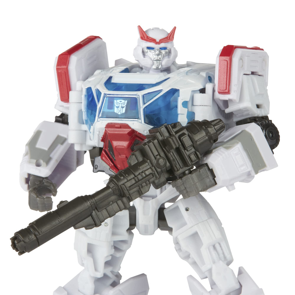 Transformers Studio Series 82 Autobot Ratchet 4.5-inch scale on display shelf.
