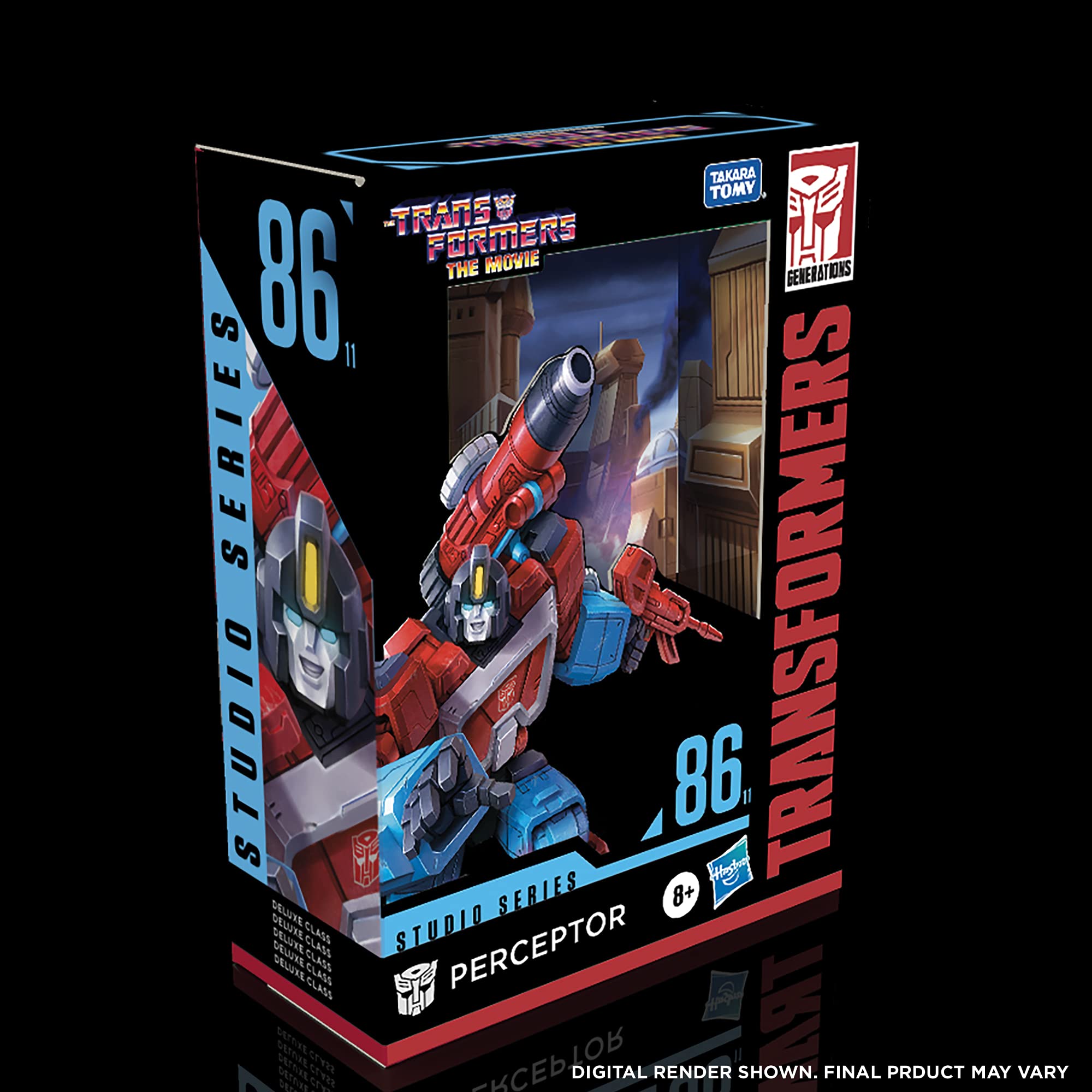 Backdrop of Autobot City featuring Perceptor ready for display
