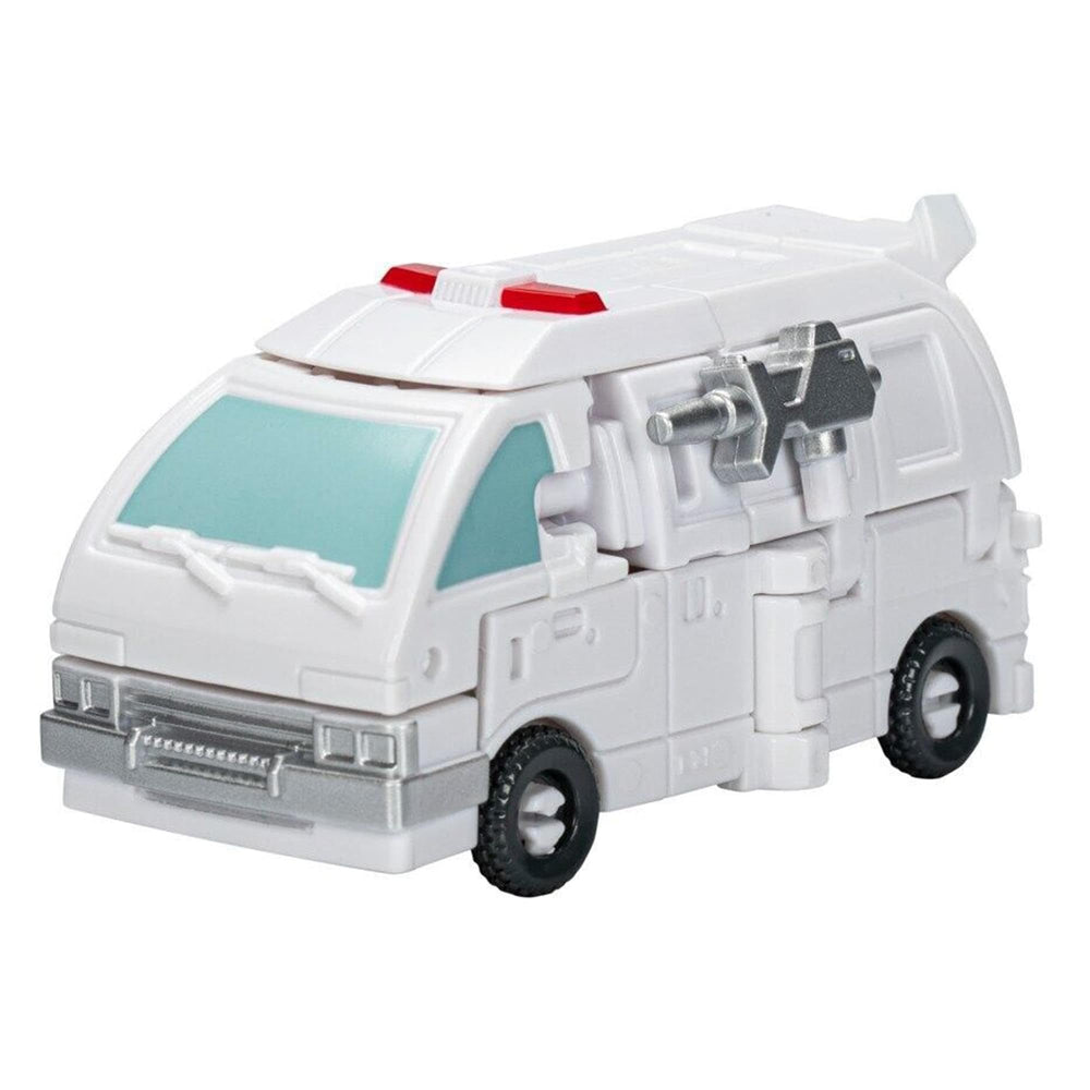 Ratchet with blaster accessories attached in both modes for authentic play.
