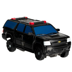 Hatchet in vehicle mode with Suburban inspired design and compact 4.5 inch scale.