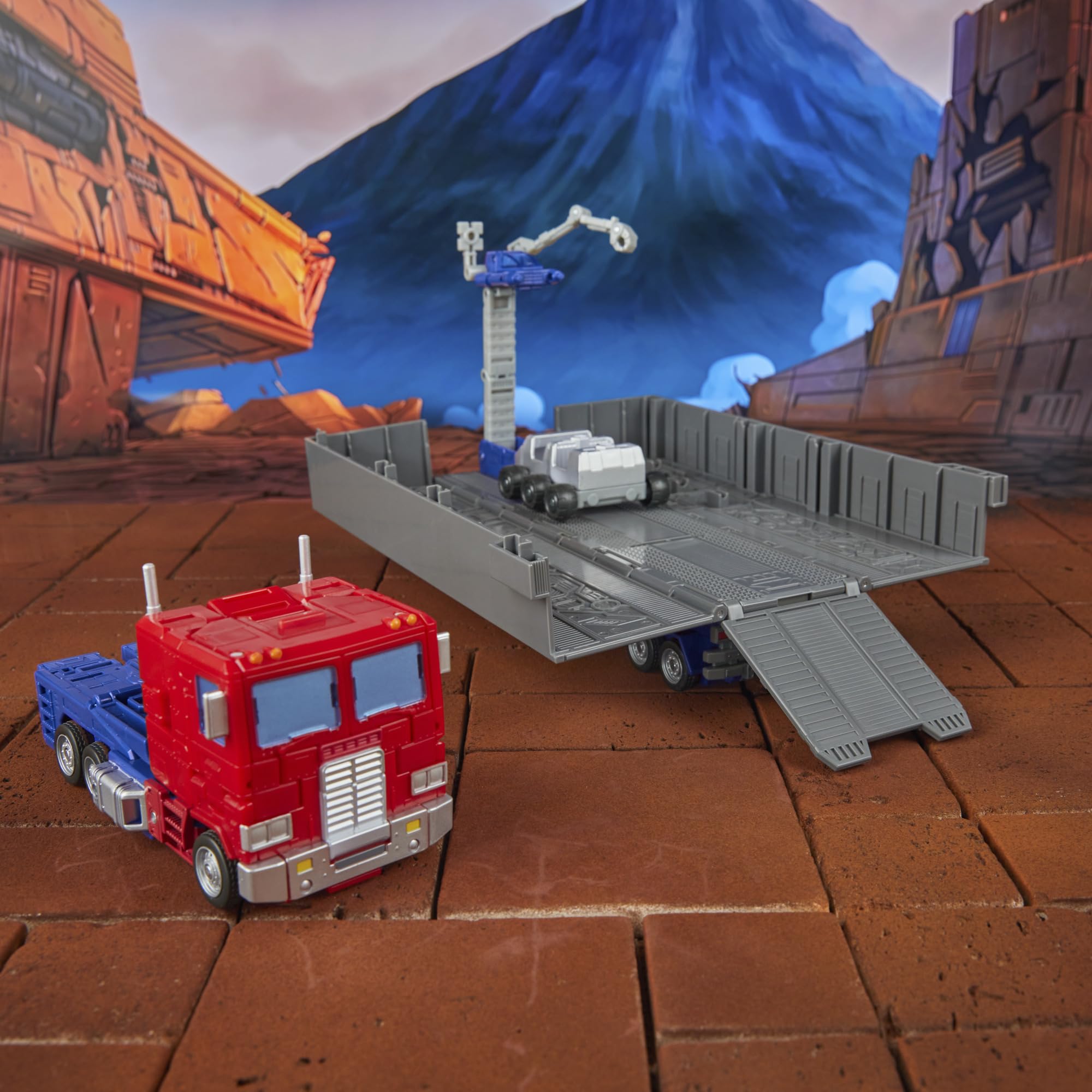 Optimus Prime in semi-trailer mode for movie-inspired play scenes.