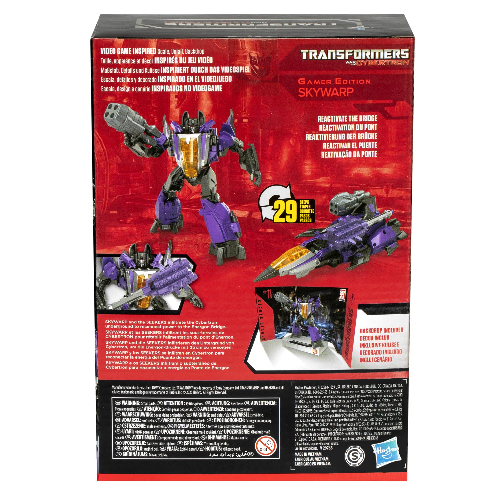 Transformers Skywarp blaster accessories enhance both modes for play.