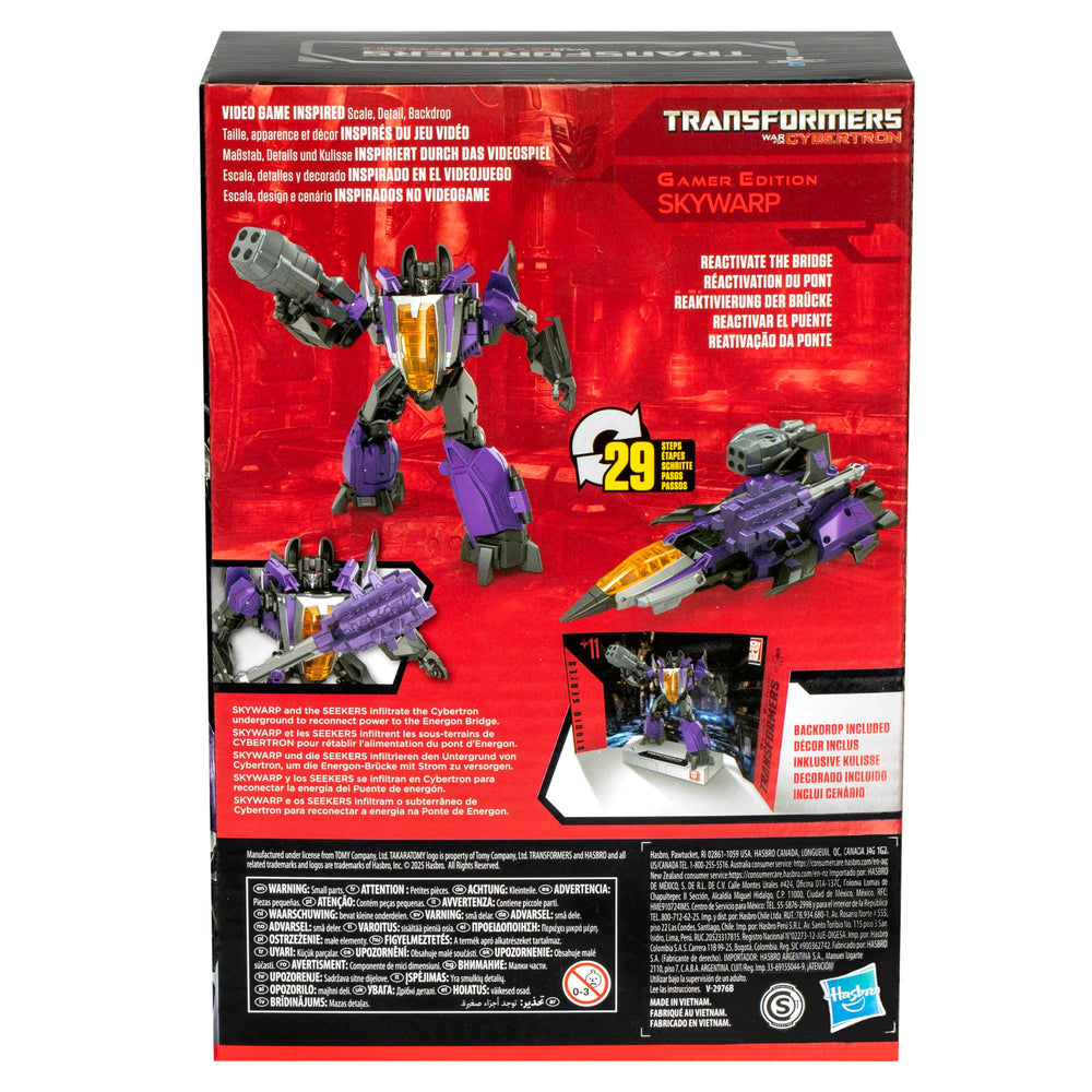 Transformers Skywarp blaster accessories enhance both modes for play.