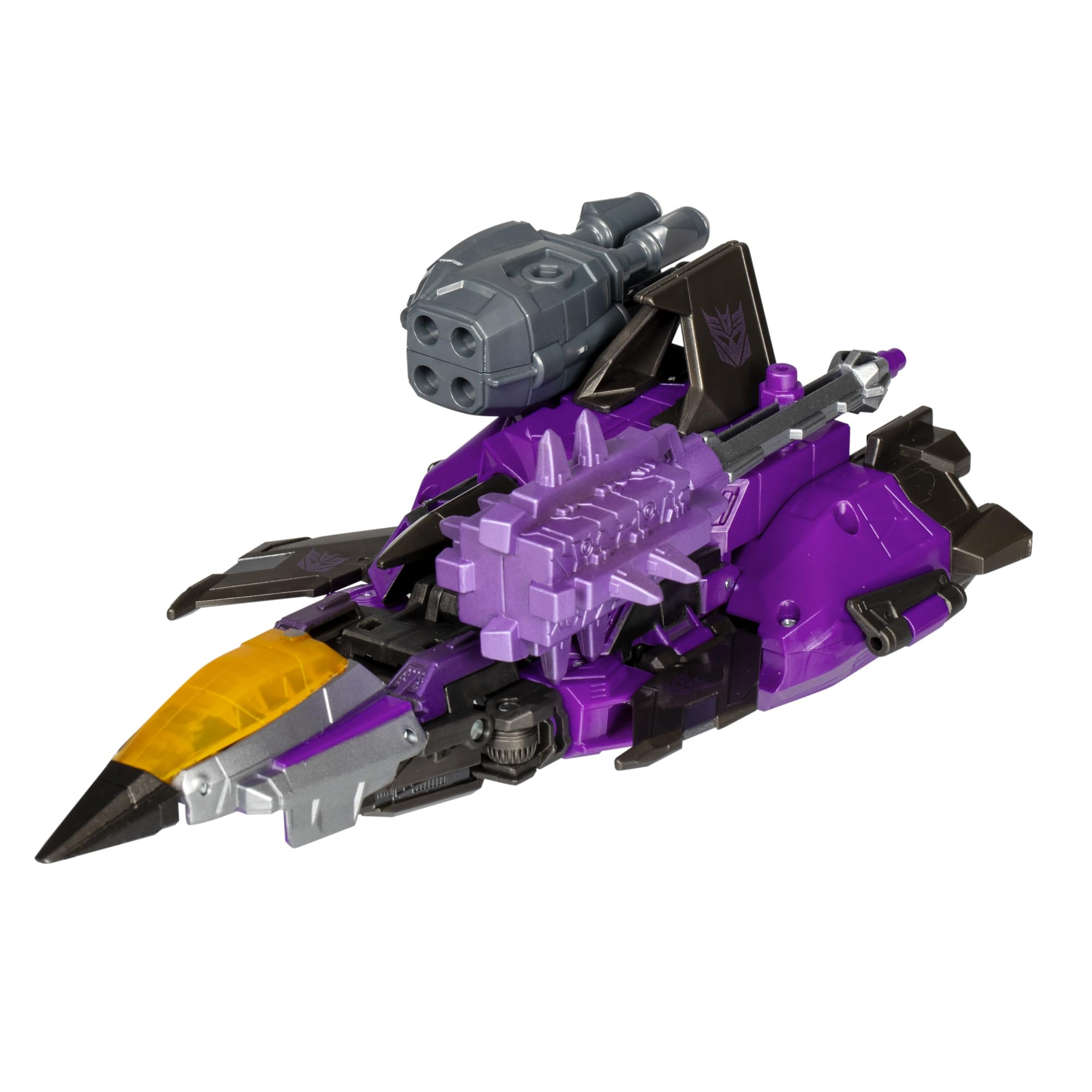 Transformers Skywarp jet mode offers dynamic silhouette for action play and display.