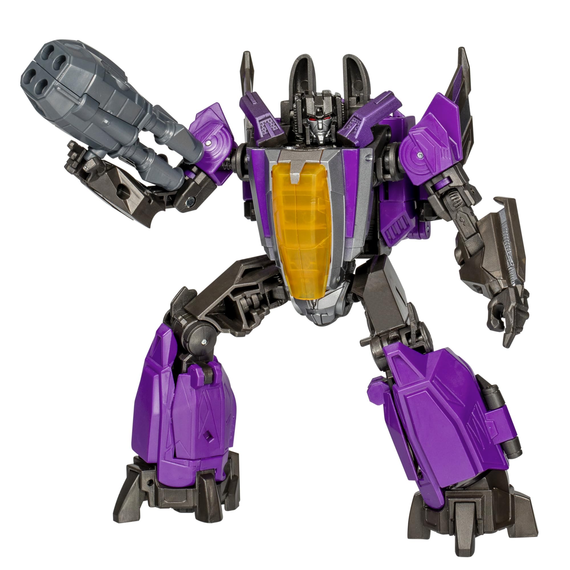 Transformers Skywarp robot mode shows detailed deco for display and posing.