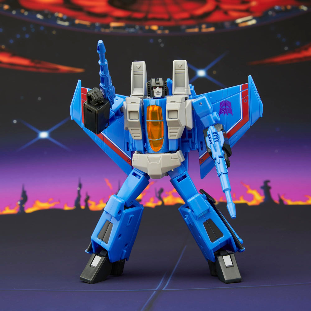 Articulated Thundercracker supports dynamic poses for display or play scenarios.