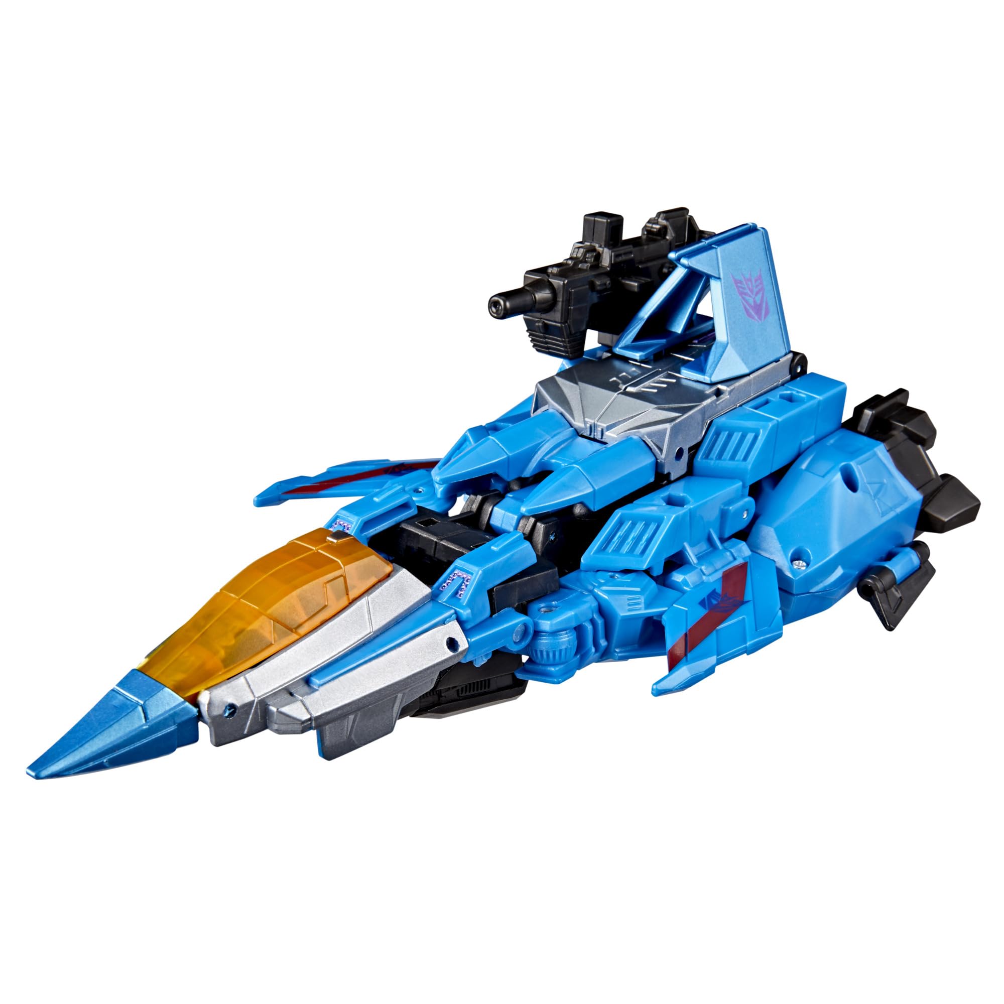 Thundercracker transforms into a Cybertronian tetra jet with 29-step action.