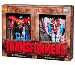Transformers Timelines Optimus Prime with ion blaster smokestack accessory.