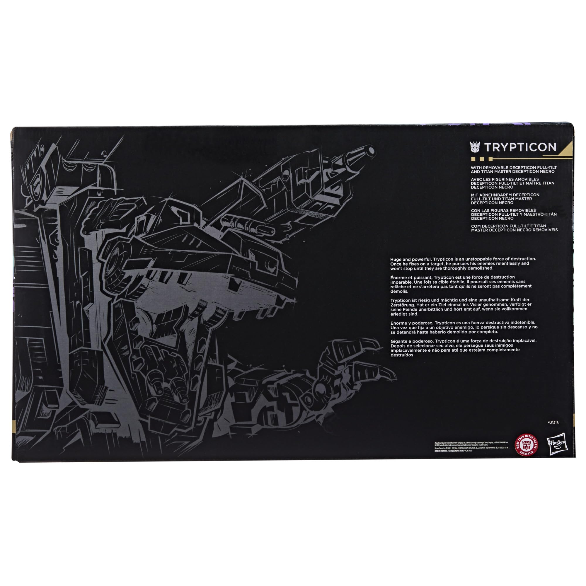 Transformers 18-inch Trypticon with premium G1-inspired detailing.