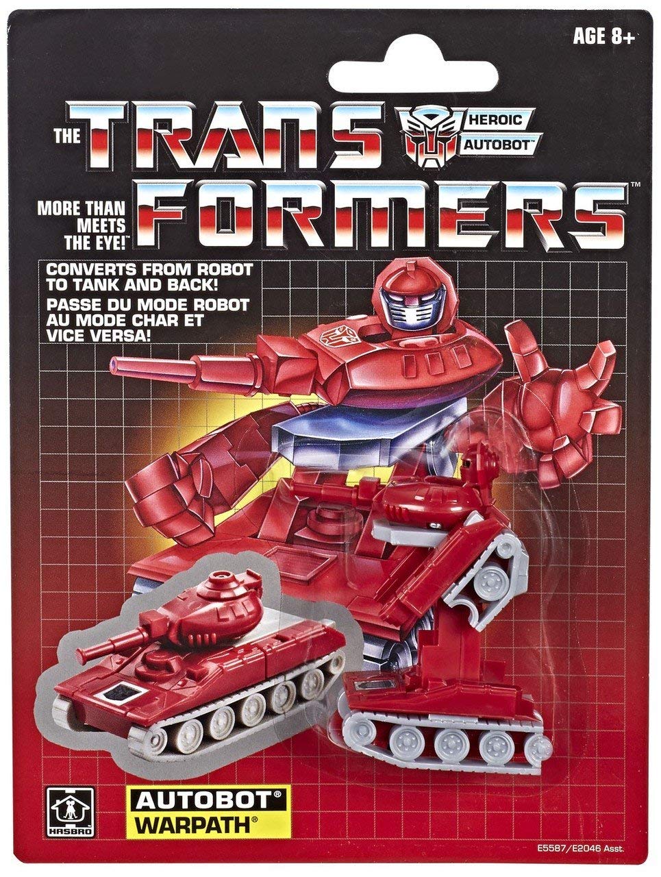 Transformers Warpath G1 figure in robot-to-tank mode for retro display and collection.