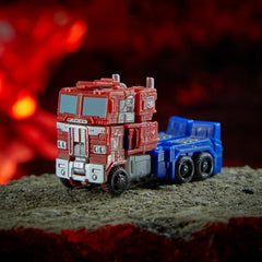Transformers WFC-K1 Optimus Prime truck mode emphasizes nostalgic G1-inspired look.