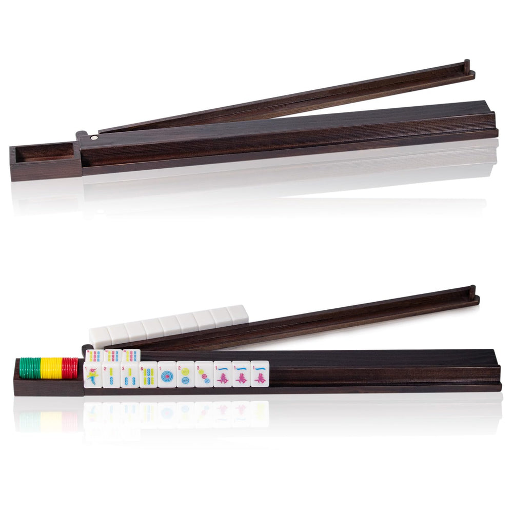 Tratizari mahjong racks with wooden pushers offer a stable 21-inch setup.