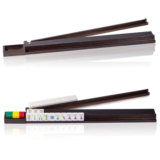 Tratizari mahjong racks with wooden pushers offer a stable 21-inch setup.