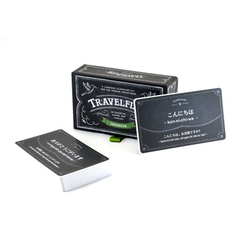 Travelflips Japanese flash cards showing phonetic pronunciation for speaking practice