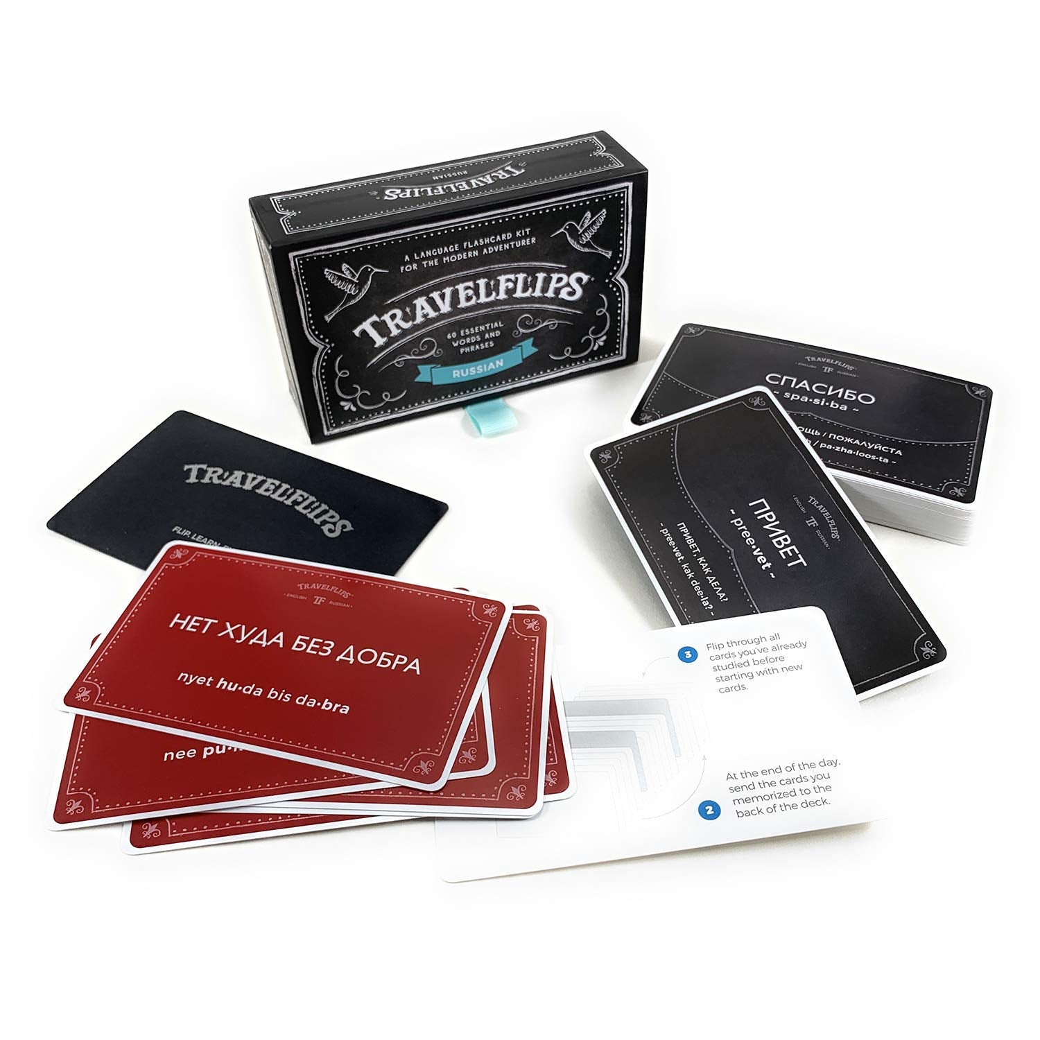 Travelflips Russian flash cards use durable materials for everyday travel use.