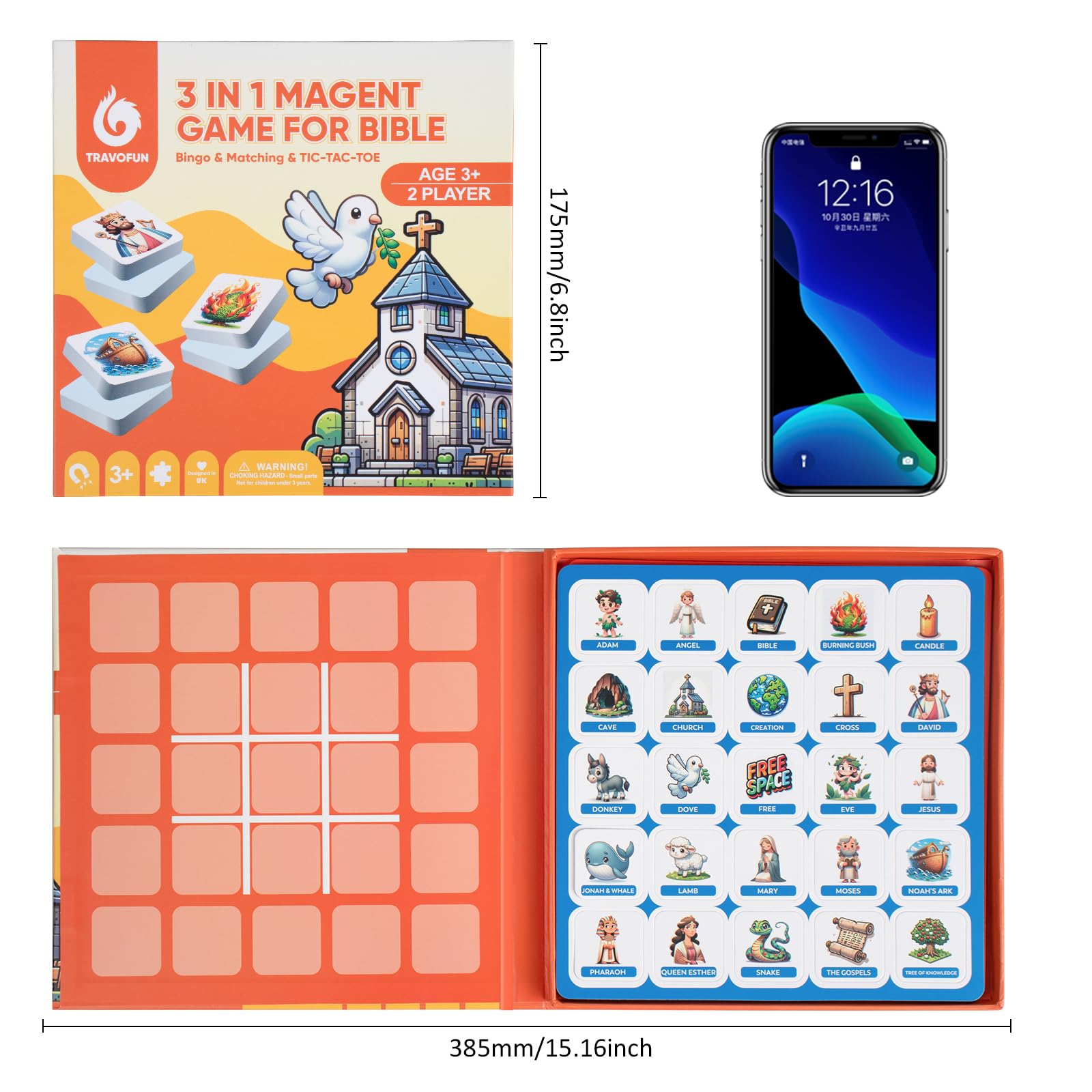 Travofun magnetic 3-in-1 Bible games travel-friendly set; keeps little ones entertained.