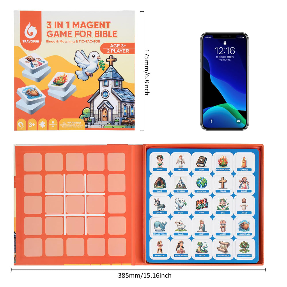 Travofun magnetic 3-in-1 Bible games travel-friendly set; keeps little ones entertained.