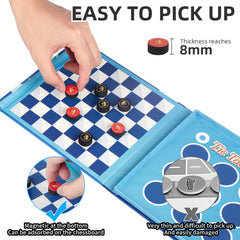Travofun magnetic checker pieces stay securely on the board during play.
