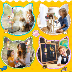 TREACLUB 3D eyes complete cute cat wind chimes with playful detail.